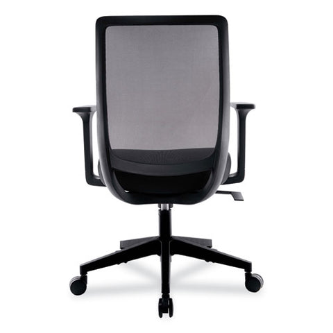 Essentials Mesh Back Fabric Task Chair With Arms, Supports Up To 275 Lb, Black Fabric Seat, Black Mesh Back, Black Base