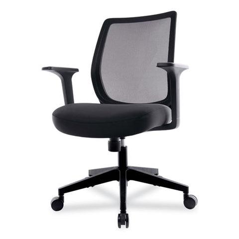 Essentials Mesh Back Fabric Task Chair With Arms, Supports Up To 275 Lb, Black Fabric Seat, Black Mesh Back, Black Base