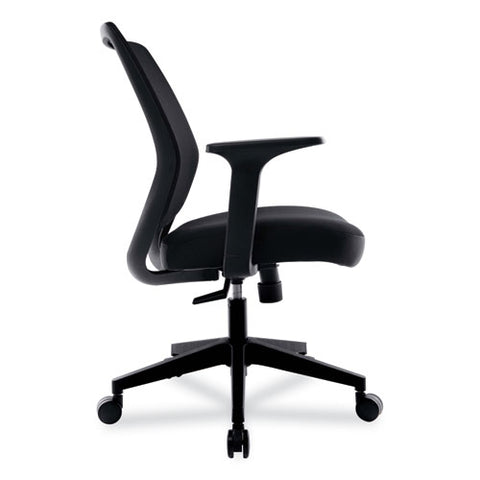 Essentials Mesh Back Fabric Task Chair With Arms, Supports Up To 275 Lb, Black Fabric Seat, Black Mesh Back, Black Base