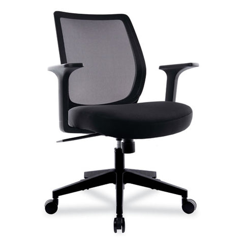 Essentials Mesh Back Fabric Task Chair With Arms, Supports Up To 275 Lb, Black Fabric Seat, Black Mesh Back, Black Base