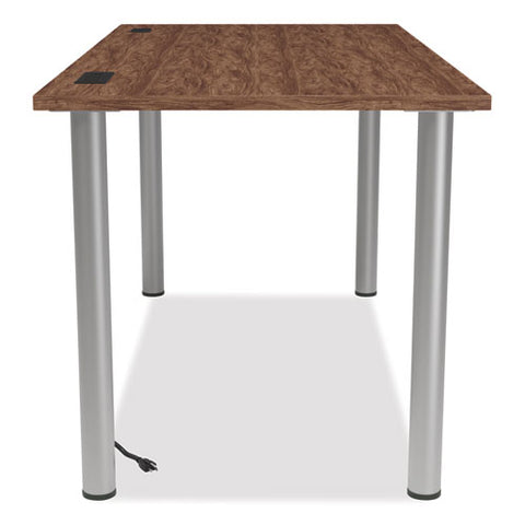 Essentials Writing Table-desk With Integrated Power Management, 59.7" X 29.3" X 28.8", Espresso/aluminum