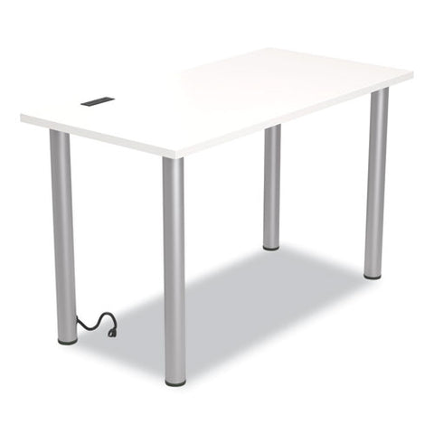 Essentials Writing Table-desk With Integrated Power Management, 47.5" X 23.7" X 28.8", White/aluminum