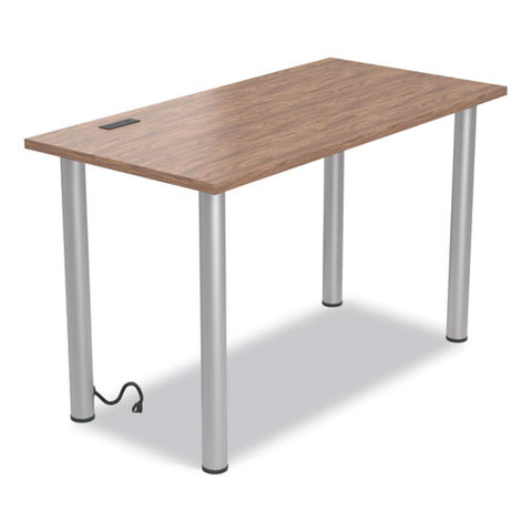 Essentials Writing Table-desk With Integrated Power Management, 47.5" X 23.7" X 28.8", Espresso/aluminum