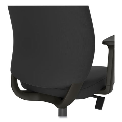 Essentials Fabric Task Chair With Arms, Supports Up To 275 Lb, Black Seat/back, Black Base