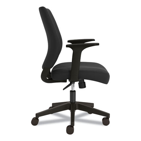 Essentials Fabric Task Chair With Arms, Supports Up To 275 Lb, Black Seat/back, Black Base