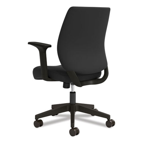 Essentials Fabric Task Chair With Arms, Supports Up To 275 Lb, Black Seat/back, Black Base