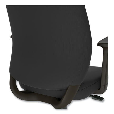 Essentials Fabric Drafting Stool With Arms, Supports Up To 275 Lb, Black Seat/back, Black Base