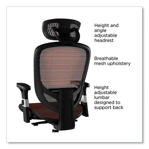 Flexfit Hyken Mesh Task Chair, Supports Up To 275 Lb, 17.24" To 20.98" Seat Height, Maroon Seat/back, Silver/black Base