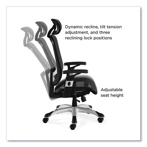 Flexfit Hyken Mesh Task Chair, Supports Up To 275 Lb, 17.24" - 20.98" Seat Height, Charcoal Gray Seat/back, Silver/black Base