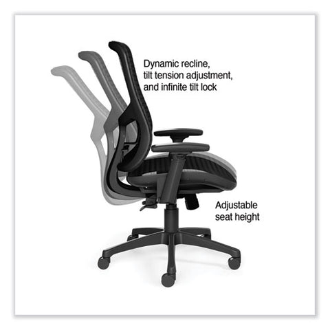 Flexfit Kroy Mesh Task Chair, Supports Up To 275 Lbs, 18.9 To 22.76" Seat Height, Black Seat, Black Back, Black Base