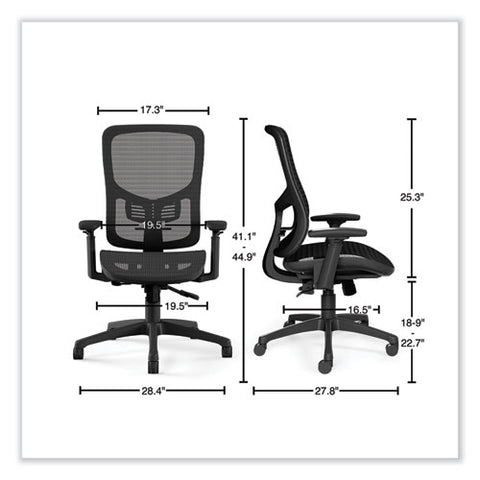 Flexfit Kroy Mesh Task Chair, Supports Up To 275 Lbs, 18.9 To 22.76" Seat Height, Black Seat, Black Back, Black Base