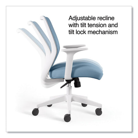 Essentials Mesh Back Fabric Task Chair With Arms, Supports Up To 275 Lb, Seafoam Fabric Seat/mesh Back, White Base