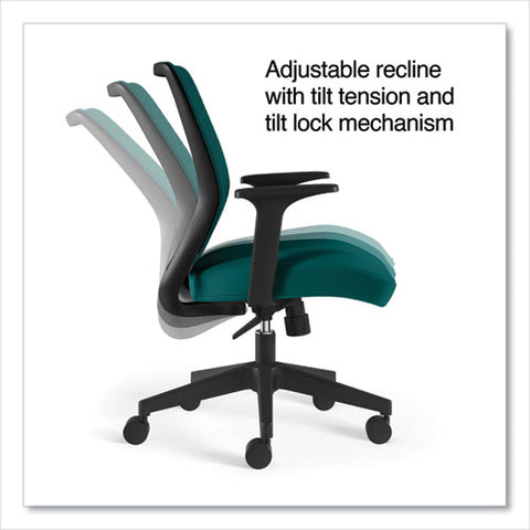 Essentials Mesh Back Fabric Task Chair With Arms, Supports Up To 275 Lb, Teal Fabric Seat/mesh Back, Black Base