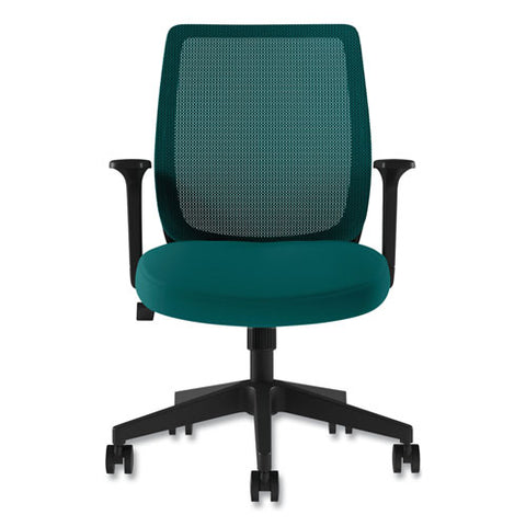 Essentials Mesh Back Fabric Task Chair With Arms, Supports Up To 275 Lb, Teal Fabric Seat/mesh Back, Black Base