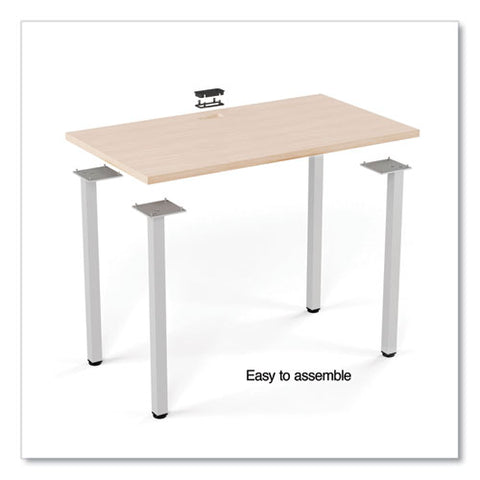 Essentials Writing Table-desk, 42" X 23.82" X 29.53", Natural Wood/silver