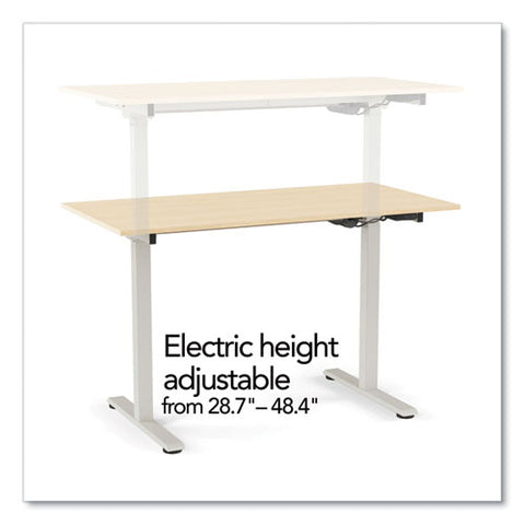 Essentials Electric Sit-stand Two-column Workstation, 47.2" X 23.6" X 28.7" To 48.4", Natural Wood/light Gray