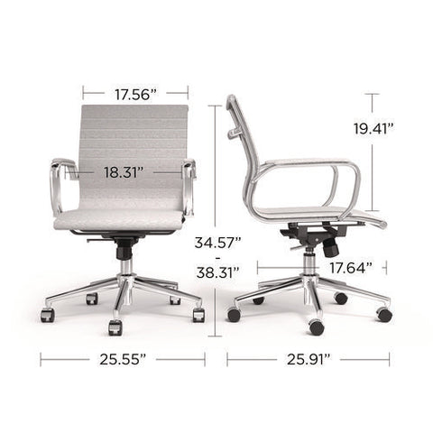 Everell Fabric Managers Chair, Supports Up To 275 Lb, 16.4" To 20.1" Seat Height, Heather Gray Seat/back, Chrome Base