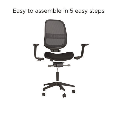 Essentials Mesh Back Fabric Task Chair, Adjustable Lumbar Support, Supports Up To 275 Lb, 18.31" To 22.17" Seat Height, Black