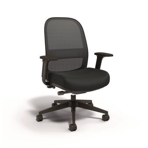 Essentials Mesh Back Fabric Task Chair, Adjustable Lumbar Support, Supports Up To 275 Lb, 18.31" To 22.17" Seat Height, Black