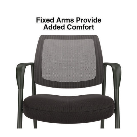 Essentials Mesh Back Fabric Guest Chair, 24.41" X 23.62" X 35.04", Black Seat, Black Back, Black Frame