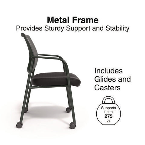 Essentials Mesh Back Fabric Guest Chair, 24.41" X 23.62" X 35.04", Black Seat, Black Back, Black Frame