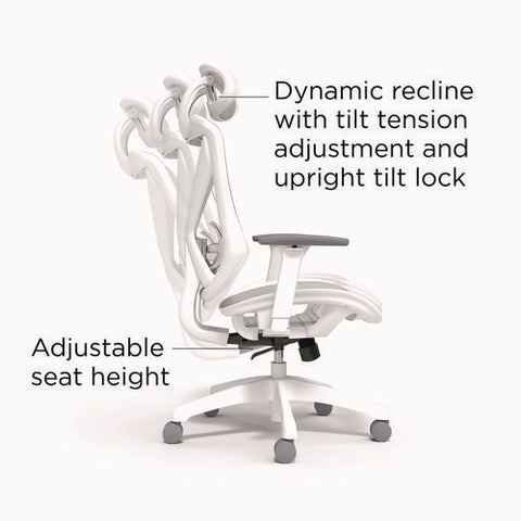 Flexfit Dexley Mesh Task Chair, Supports Up To 275 Lb, 16.61" To 20.31" Seat Height, Gray Seat, Gray Back, White Base