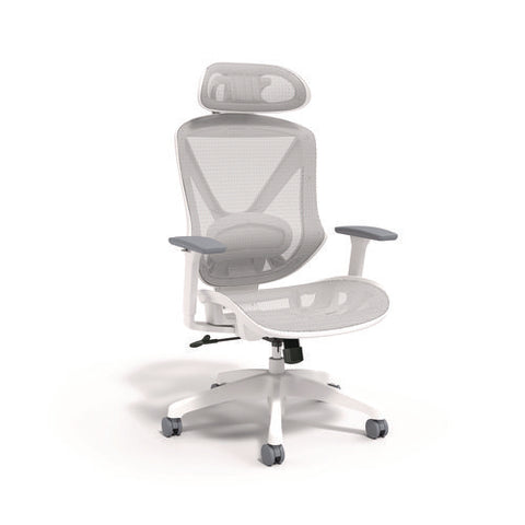 Flexfit Dexley Mesh Task Chair, Supports Up To 275 Lb, 16.61" To 20.31" Seat Height, Gray Seat, Gray Back, White Base