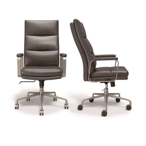 Industria 3-40c Ergonomic Bonded Leather Swivel Manager Chair, Supports Up To 275 Lbs, 18.31" To 21.85" Seat Height, Gray