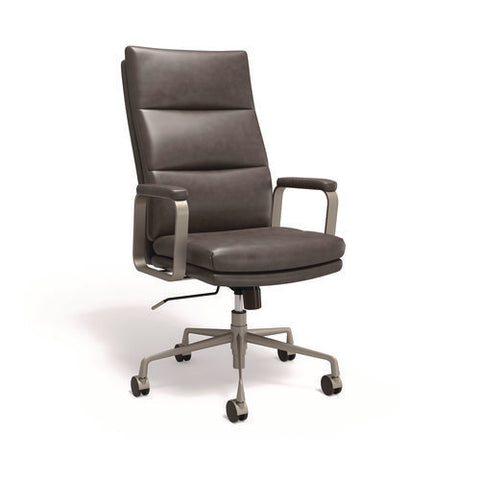 Industria 3-40c Ergonomic Bonded Leather Swivel Manager Chair, Supports Up To 275 Lbs, 18.31" To 21.85" Seat Height, Gray