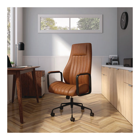 Industria 3-50l Ergonomic Bonded Leather Swivel Manager Chair, Supports Up To 275 Lbs, 16.81" To 20.55" Seat Height, Brown