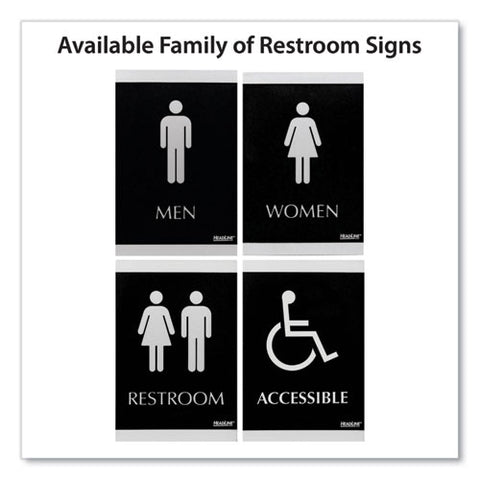 Century Series Office Sign, Men/women Restroom, 6 X 9, Black/silver