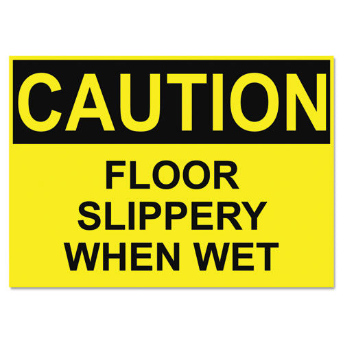 Osha Safety Signs, Caution Slippery When Wet, Yellow/black, 10 X 14