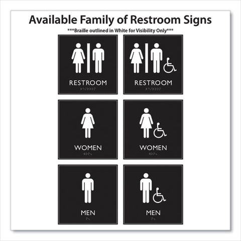 Ada Sign, Unisex Accessible Restroom, Plastic, 8 X 8, Clear/white