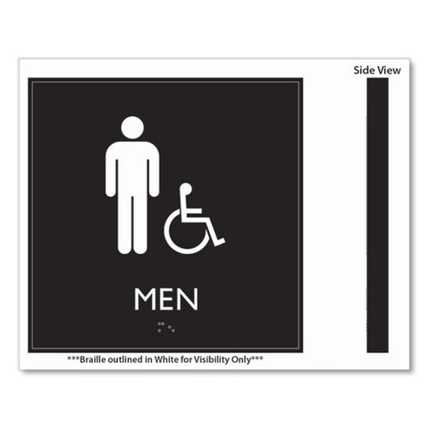 Ada Sign, Men Accessible, Plastic, 8 X 8, Clear/white