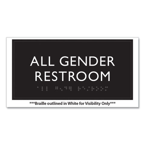 Ada Sign, All Gender Restroom, Plastic, 4 X 4, Clear/white