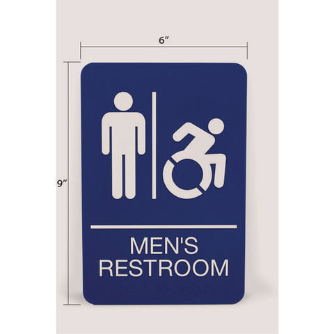 Ada Sign, Men's Restroom, 6 X 9, Blue Face, White Graphics