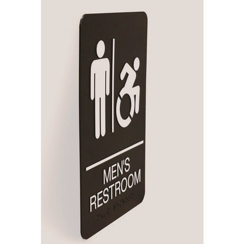 Ada Sign, Men's Restroom, 6 X 9, Black Face, White Graphics