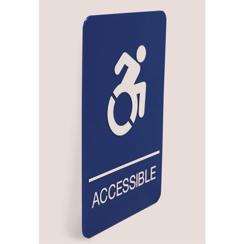 Ada Sign, Accessible, 6 X 9, Blue Face, White Graphics