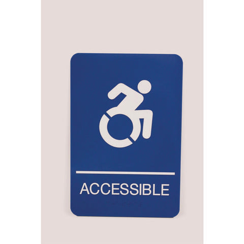 Ada Sign, Accessible, 6 X 9, Blue Face, White Graphics