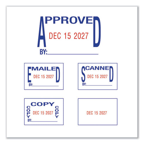 Printy Economy 5-in-1 Date Stamp, Self-inking, 1.63" X 1", Blue/red