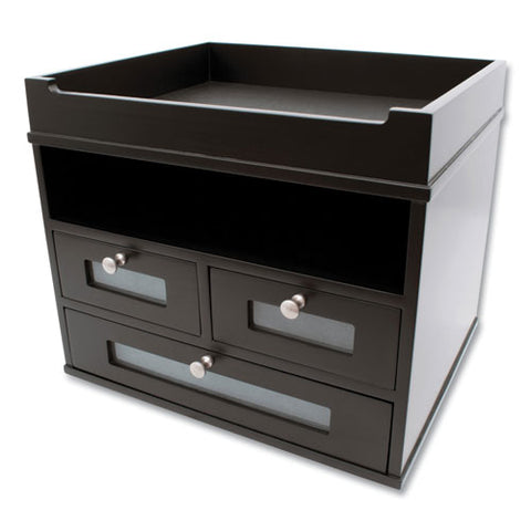 Midnight Black Collection Tidy Tower, 5 Compartments, 3 Drawers, 12.8 X 10.6 X 10.9, Black