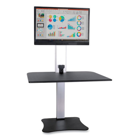 High Rise Electric Standing Desk Workstation, Single Monitor, 28" X 23" X 20.25", Black/aluminum