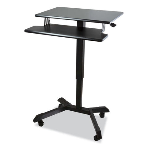 Mobile Height Adjustable Standing Desk With Keyboard Tray, 25.6 X 17.7 X 29 To 44, Black