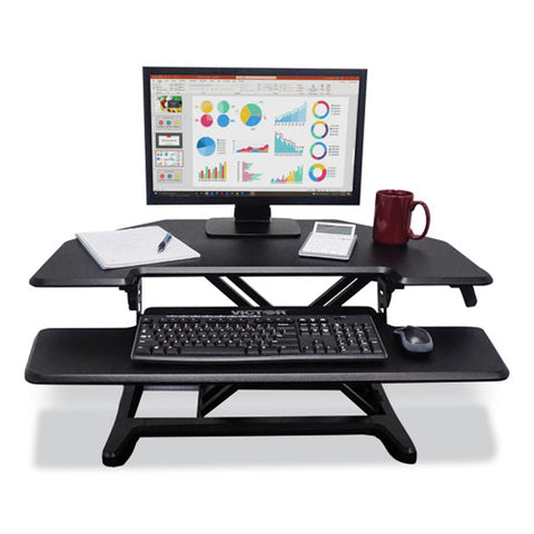 Height Adjustable Corner Standing Desk With Keyboard Tray, 36 X 20 X 0 To 20, Black