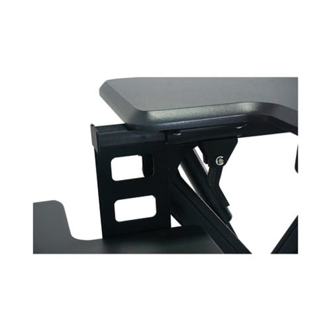 High Rise Height Adjustable Standing Desk With Keyboard Tray, 36" X 31.25" X 5.25" To 20", Gray/black