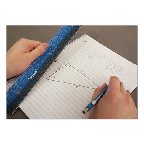 Easy Read Stainless Steel Ruler, Standard/metric, 18".25 Long, Blue