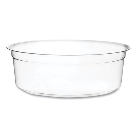 Round Deli Pots, Compostable, 8 Oz, 4.6" Diameter X 1.5"h, Clear, Plastic, 500/carton