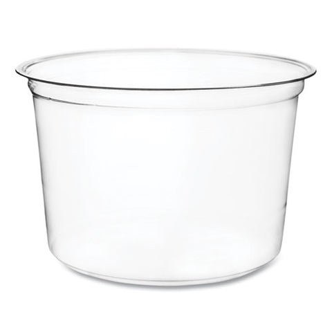 Round Deli Pots, Compostable, 16 Oz, 4.6 Diameter X 3"h, Clear, Plastic, 500/carton