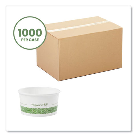 Soup Containers, Compostable, 6 Oz, 3.5" Diameter X 1.7"h, Green/white, Paper, 1,000/carton