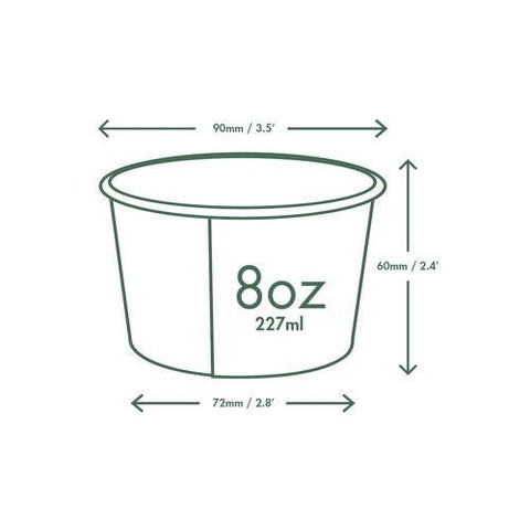 Soup Containers, 8 Oz, 3.5" Diameter X 2.4" H, White/green, Paper, 1,000/carton